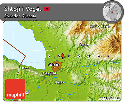 Physical Map of Shtoji I Vogël