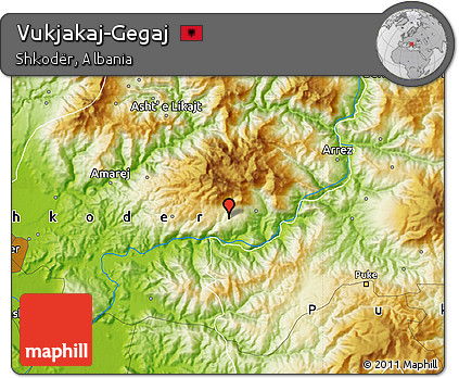 Physical Map of Vukjakaj-Gegaj