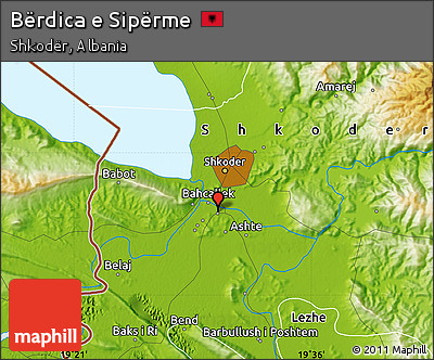 Physical Map of Bërdica E Sipërme