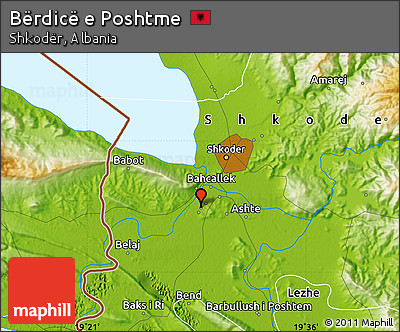 Physical Map of Bërdicë E Poshtme