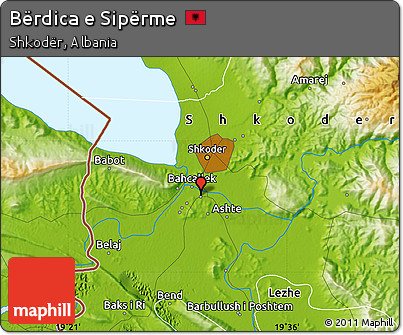 Physical Map of Bërdica E Sipërme