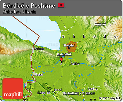 Physical Map of Bërdicë E Poshtme