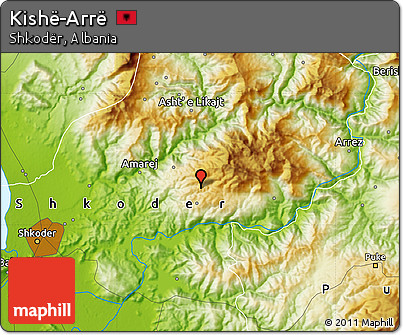 Physical Map of Kishë-Arrë