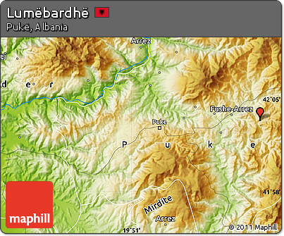 Physical Map of Lumëbardhë