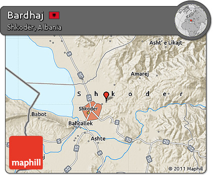 Shaded Relief Map of Bardhaj