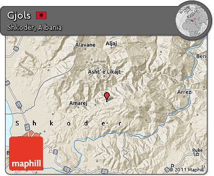 Shaded Relief Map of Gjols