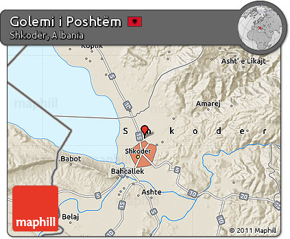 Shaded Relief Map of Golemi I Poshtëm