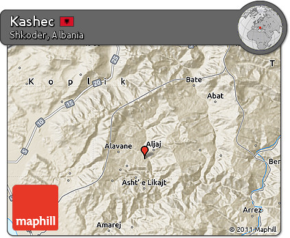 Shaded Relief Map of Kashec
