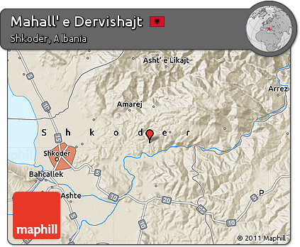 Shaded Relief Map of Mahall' E Dervishajt