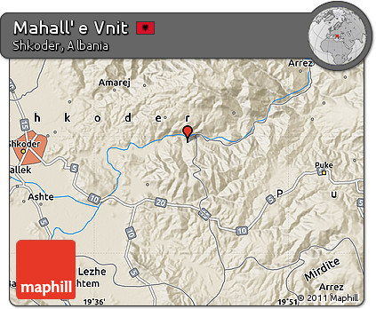Shaded Relief Map of Mahall' E Vnit