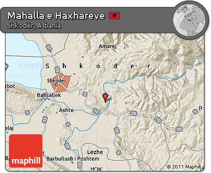 Shaded Relief Map of Mahalla E Haxhareve