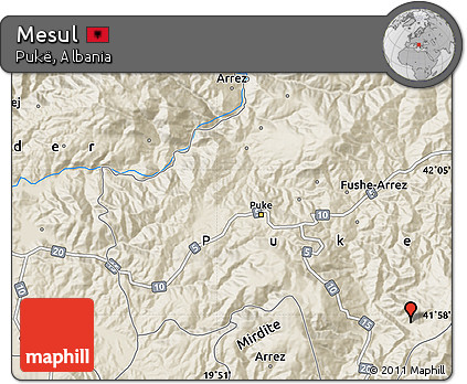 Shaded Relief Map of Mesul