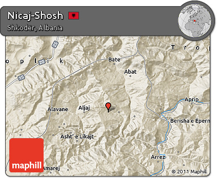 Shaded Relief Map of Nicaj-Shosh