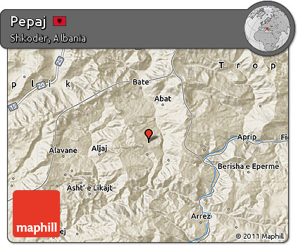 Shaded Relief Map of Pepaj