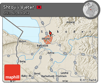 Shaded Relief Map of Shtoji I Vjetër