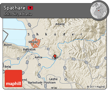 Shaded Relief Map of Spatharë