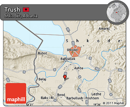 Shaded Relief Map of Trush