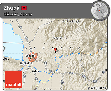 Shaded Relief Map of Zhupë