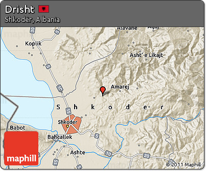 Shaded Relief Map of Drisht