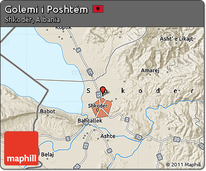 Shaded Relief Map of Golemi I Poshtëm
