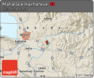 Shaded Relief Map of Mahalla E Haxhareve