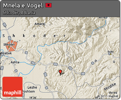 Shaded Relief Map of Mnela E Vogël