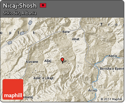 Shaded Relief Map of Nicaj-Shosh