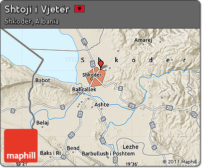 Shaded Relief Map of Shtoji I Vjetër