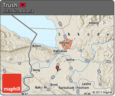 Shaded Relief Map of Trush