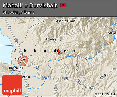 Shaded Relief Map of Mahall' E Dervishajt