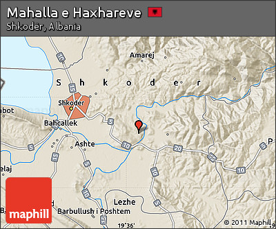 Shaded Relief Map of Mahalla E Haxhareve