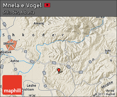 Shaded Relief Map of Mnela E Vogël