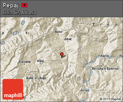 Shaded Relief Map of Pepaj