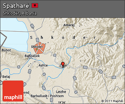 Shaded Relief Map of Spatharë