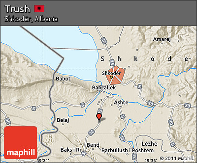 Shaded Relief Map of Trush