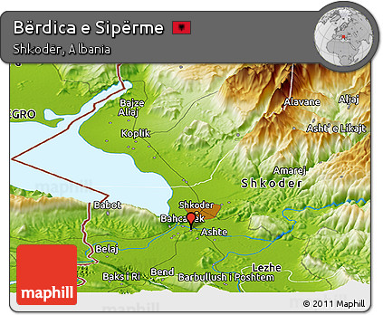 Physical Panoramic Map of Bërdica E Sipërme