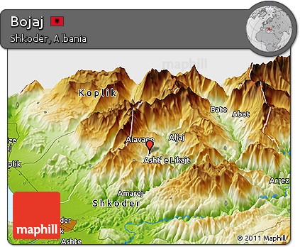 Physical Panoramic Map of Bojaj