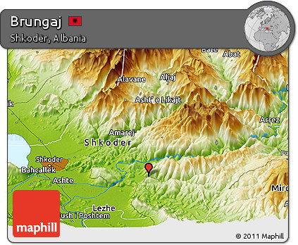 Physical Panoramic Map of Brungaj