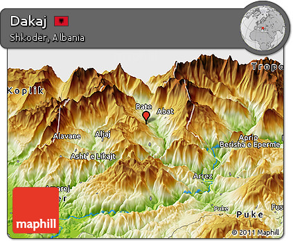 Physical Panoramic Map of Dakaj