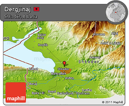 Physical Panoramic Map of Dergjinaj