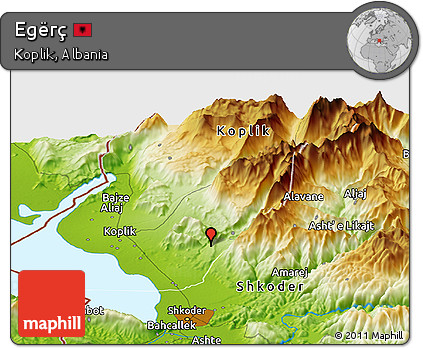 Physical Panoramic Map of Egërç