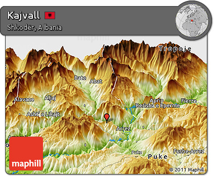 Physical Panoramic Map of Kajvall