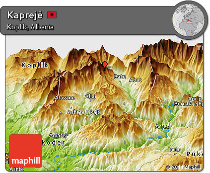 Physical Panoramic Map of Kaprejë