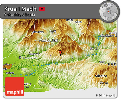 Physical Panoramic Map of Krua I Madh