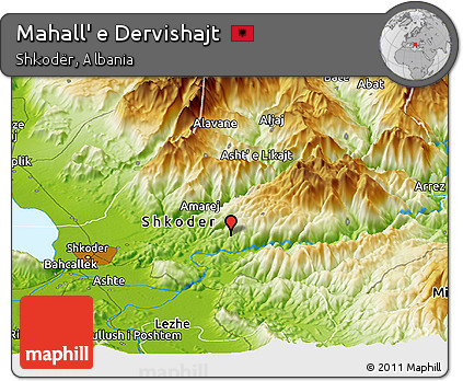 Physical Panoramic Map of Mahall' E Dervishajt