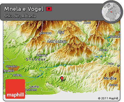 Physical Panoramic Map of Mnela E Vogël