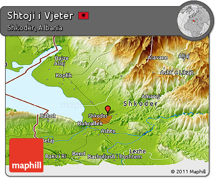 Physical Panoramic Map of Shtoji I Vjetër