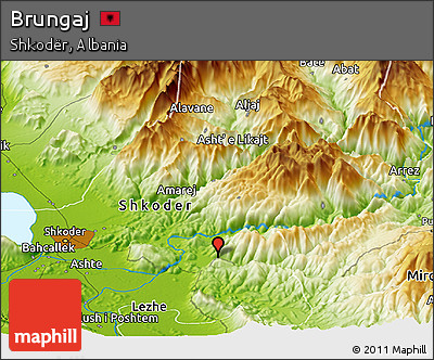 Physical Panoramic Map of Brungaj