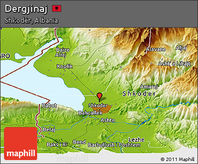 Physical Panoramic Map of Dergjinaj