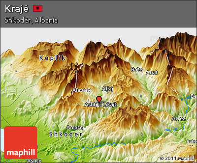 Physical Panoramic Map of Krajë